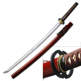 Ten Ryu Samurai Sword Red - Wood scabbard