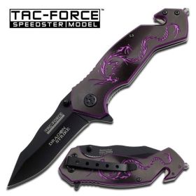 TAC-FORCE 4.5 In. Clsd Rescue Black Cd Purple Dragon Handle- Black Bla