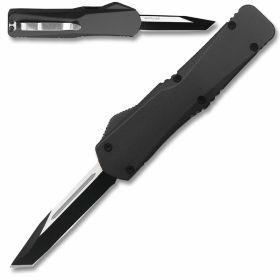 T944-BK - California Legal OTF Dual Action Knife (Black) Tanto Blade
