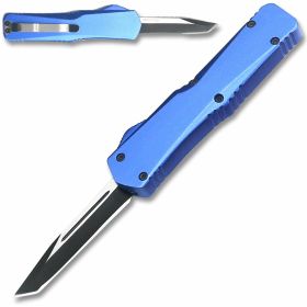 T944-BL - California Legal OTF Dual Action Knife (Blue) Tanto Blade