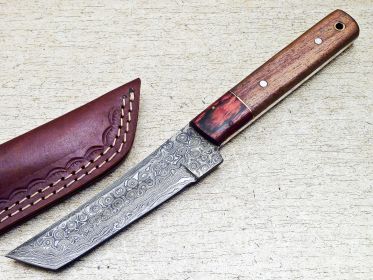 Damascus Steel Custom Handmade Hunting Tanto Knife 10 in