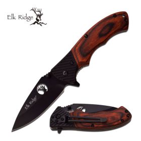 Elk Ridge 4.5 in Closed Brownwood Handle Folding Knife