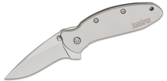 Kershaw 1620FL Ken Onion Scallion Assisted Flipper Knife 2.25" Bead Blast Plain Blade, Stainless Steel Handles