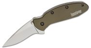 Kershaw 1620OL Ken Onion Scallion Assisted Flipper Knife 2.25" Bead Blast Plain Blade, Olive Drab Aluminum Handle