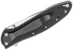 Kershaw 1660SWBLK Ken Onion Leek Assisted Flipper Knife 3" Stonewashed Plain Blade, Black Aluminum Handle