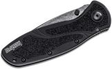 Kershaw Ken Onion Blur Folding Knife 3.375 Blackwash Plain Blade, Black Aluminum Handle