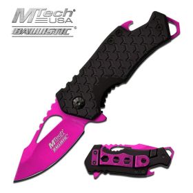 3 Inches Assisted Opening Knife Pink Blade With Black Handle