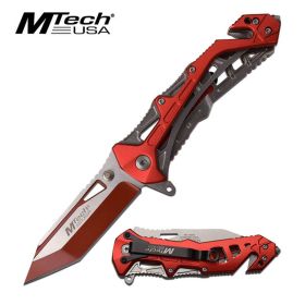 Mtech Red Tactical Minimalist Slim Rescue Tanto Spring Assisted Knife