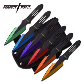 Perfect Point 5.5 in Multi Color Variety Rainbow Throwing Knife 6 Piece Set