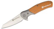 Smith & Wesson Stave Flipper Knife 3.3" Satin Reverse Tanto Blade, Tan G10 Handles with Stainless Steel Bolsters