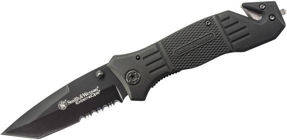 Smith & Wesson - Black Coated Blade Rubber Coated Aluminum Handle