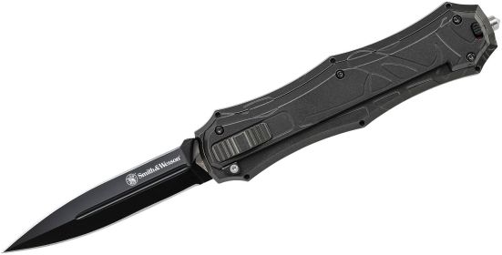 Smith & Wesson OTF Assist- Finger Actuator- Black Spear Point Blade