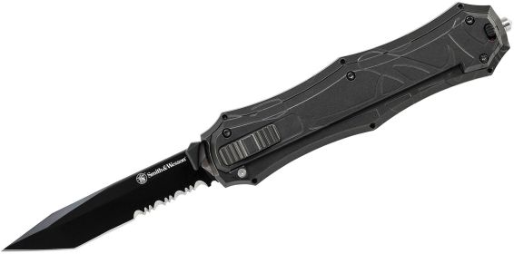 Smith & Wesson OTF Assist- Finger Actuator- Black 40% Serrated Tanto B