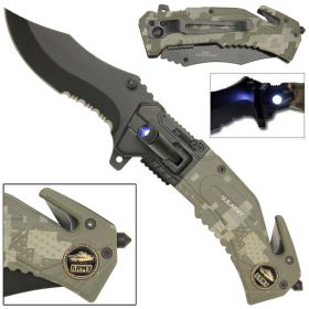 US Army Spring Assist LED Tactical Rescue Assisted Opening Knife