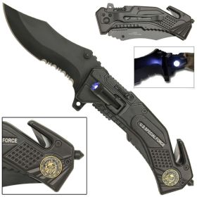 Spring Assist LED Special Force Tactical Rescue Assisted Opening Knife