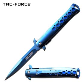 Tac Force Stiletto Style Spring Assisted Knife Blue Titanium