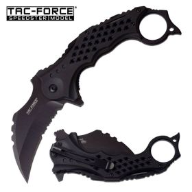 Tac-Force 3 in Black Serrated Blade Karambit Tactical Spring Assist Knife