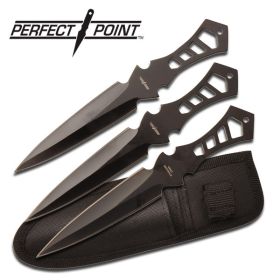 Throwing 3 Piece 7.5 in Double Edged Black Knife Set 3MM Thick Blades