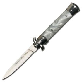 9 Inch Italian Stiletto Style Tactical Spring Assisted Open Pocket Knife White