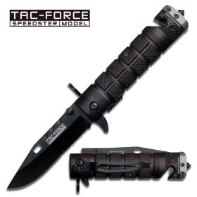 M9 Bayonet Style Rescue Spring Assisted Folding Knife Black Grey Handle